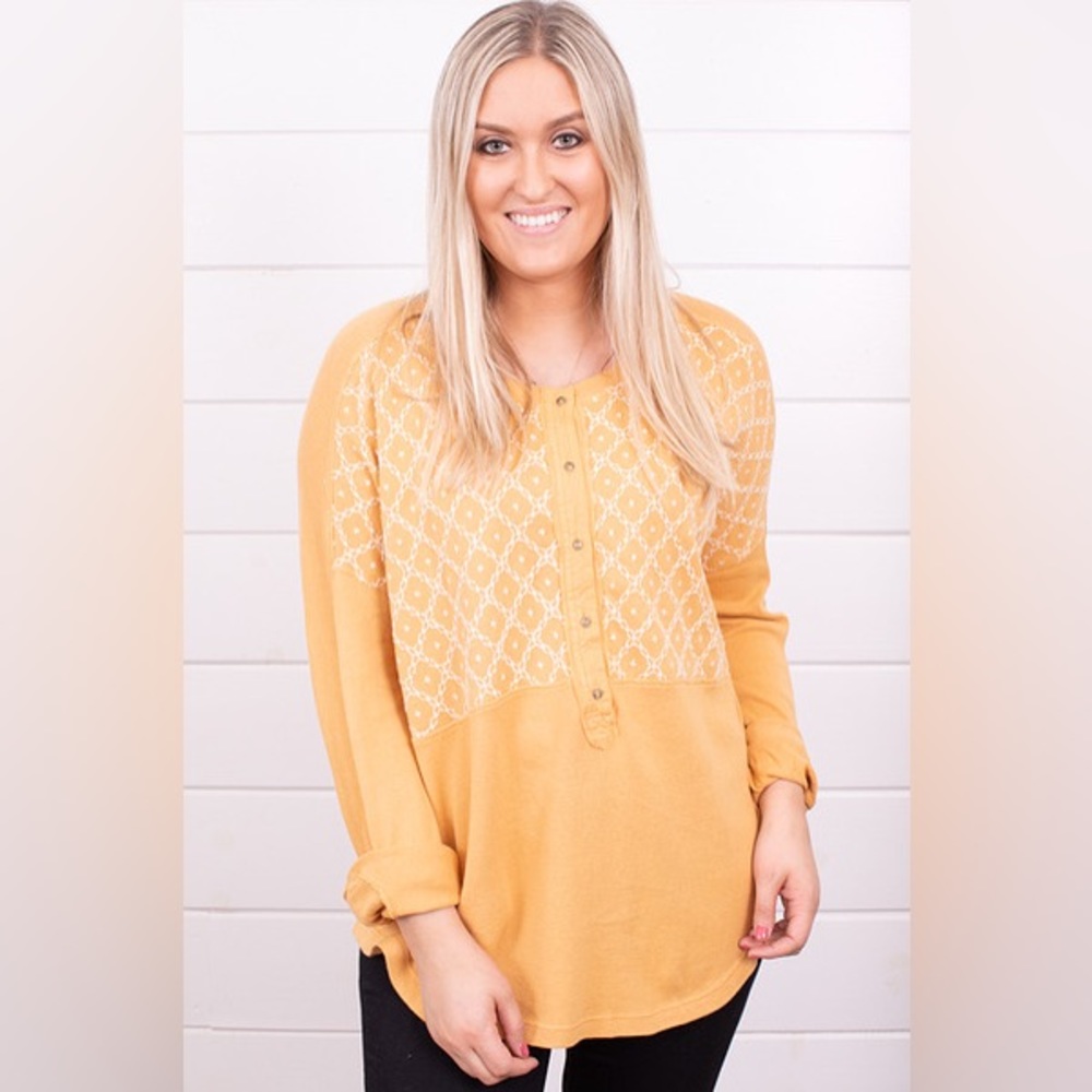 Free People We the Free Free Spirit Henley Long Sleeve Tee Size Small EUC - Picture 1 of 11